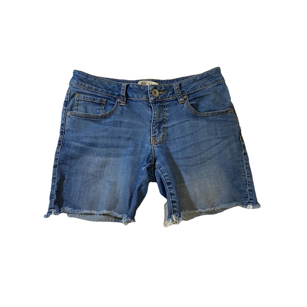 Cabi Venice Boyfriend Denim Shorts Size 2 Medium Wash Cut Off Frayed Hem 221